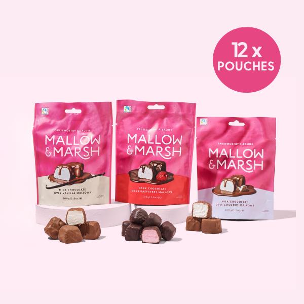 Chocolatey Box of 12 - Coconut, Vanilla & Raspberry Pouches