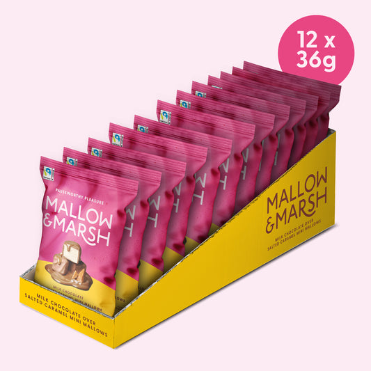 Milk Chocolate over Salted Caramel Mini Mallows